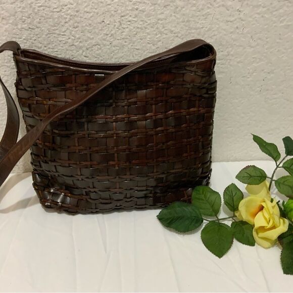 VTG Sharif Woven Leather Handbag Purse - Picture 6 of 16